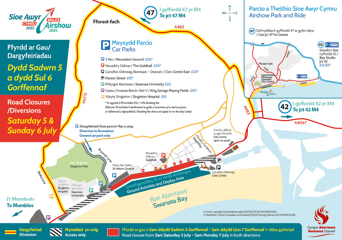 Swansea Air Show Road Closure Map